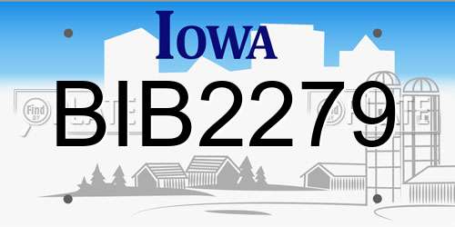 BIB2279 Iowa License Plate