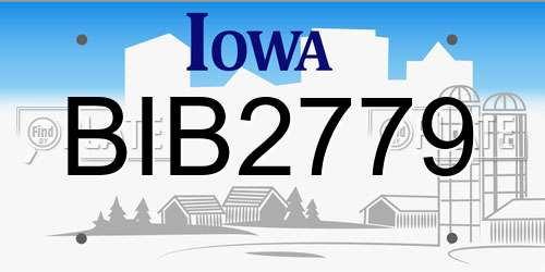 BIB2779 Iowa License Plate