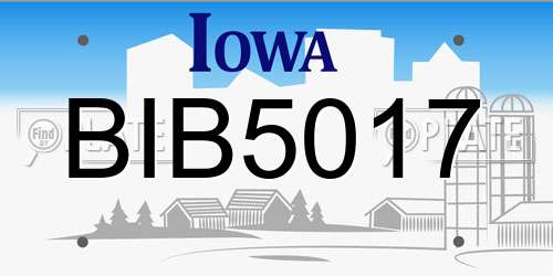 BIB5017 Iowa License Plate