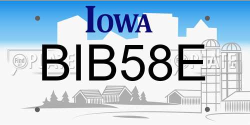 BIB58E Iowa License Plate