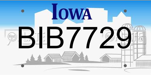BIB7729 Iowa License Plate