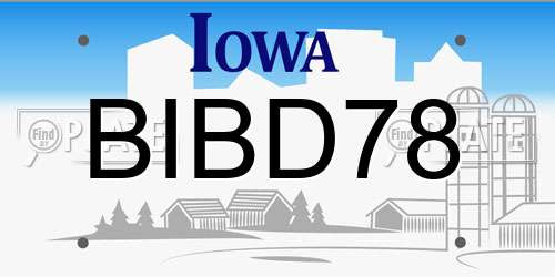 BIBD78 Iowa License Plate