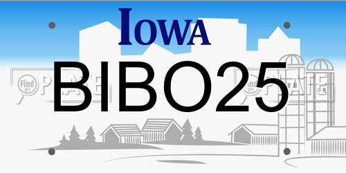 BIBO25 Iowa License Plate