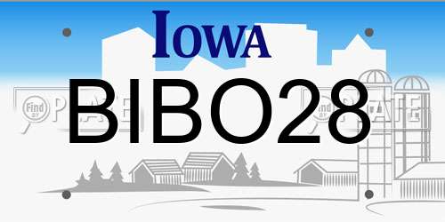 BIBO28 Iowa License Plate