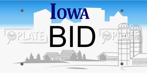 BID Iowa License Plate