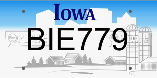 BIE779 Iowa License Plate