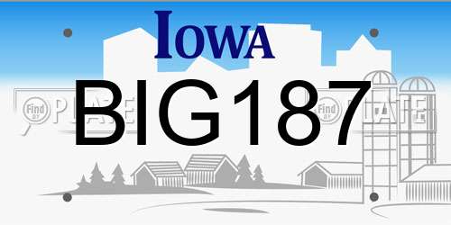 BIG187 Iowa License Plate