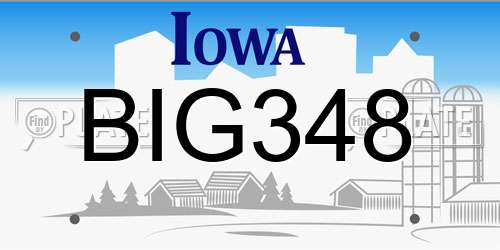 BIG348 Iowa License Plate