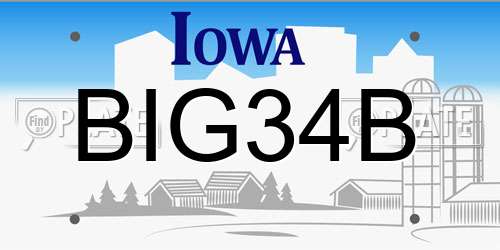 BIG34B Iowa License Plate