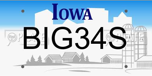 BIG34S Iowa License Plate