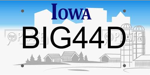 BIG44D Iowa License Plate