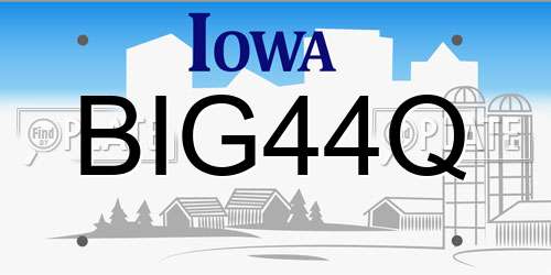 BIG44Q Iowa License Plate