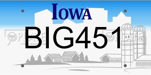 BIG451 Iowa License Plate