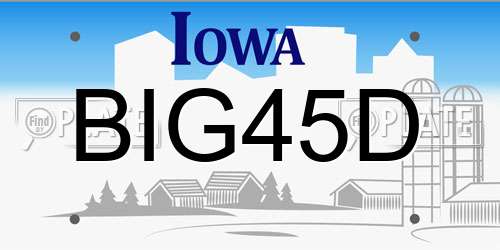BIG45D Iowa License Plate