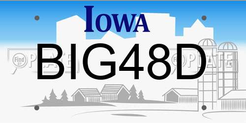 BIG48D Iowa License Plate