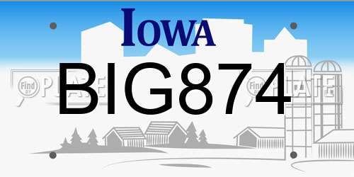 BIG874 Iowa License Plate
