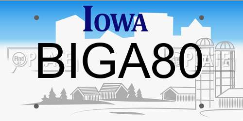BIGA80 Iowa License Plate