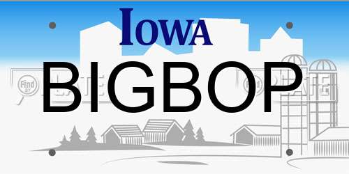 BIGBOP Iowa License Plate