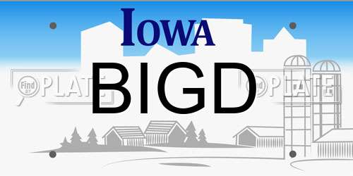 BIGD Iowa License Plate