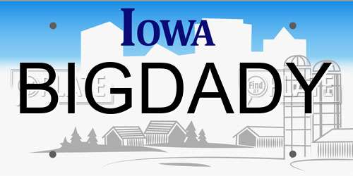BIGDADY Iowa License Plate