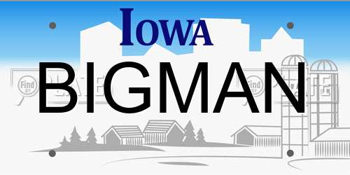 BIGMAN Iowa License Plate