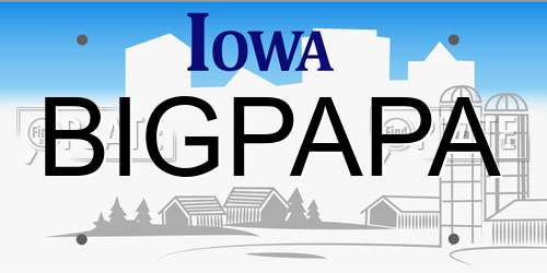 BIGPAPA Iowa License Plate