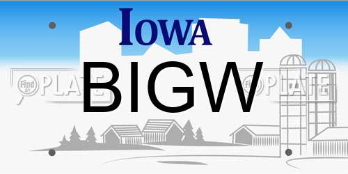 BIGW Iowa License Plate