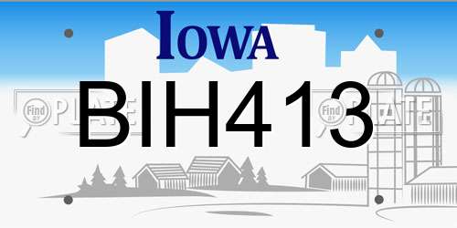 BIH413 Iowa License Plate
