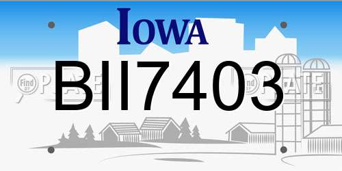 BII7403 Iowa License Plate