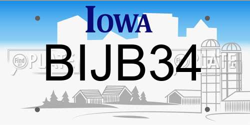 BIJB34 Iowa License Plate