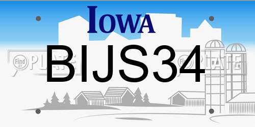 BIJS34 Iowa License Plate