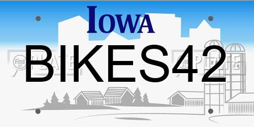 BIKES42 Iowa License Plate