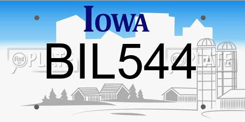 BIL544 Iowa License Plate
