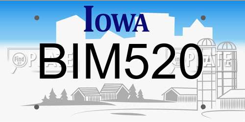 BIM520 Iowa License Plate