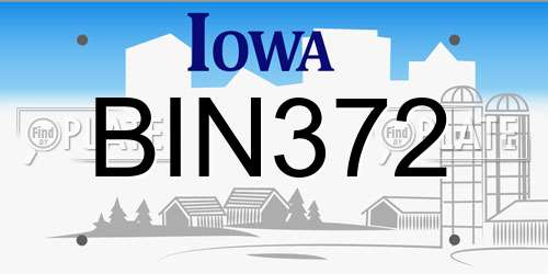BIN372 Iowa License Plate