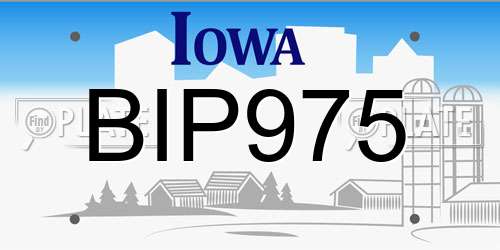 BIP975 Iowa License Plate