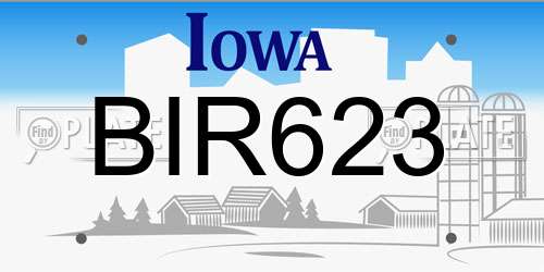 BIR623 Iowa License Plate