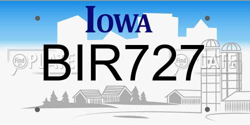 BIR727 Iowa License Plate