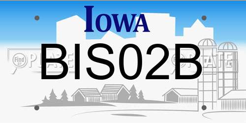 BIS02B Iowa License Plate