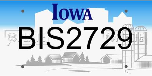 BIS2729 Iowa License Plate