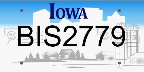 BIS2779 Iowa License Plate