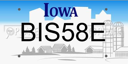 BIS58E Iowa License Plate