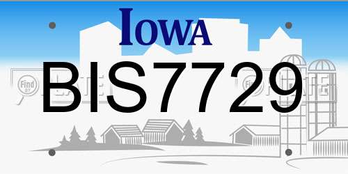 BIS7729 Iowa License Plate