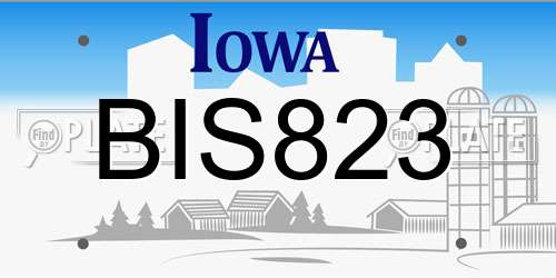 BIS823 Iowa License Plate