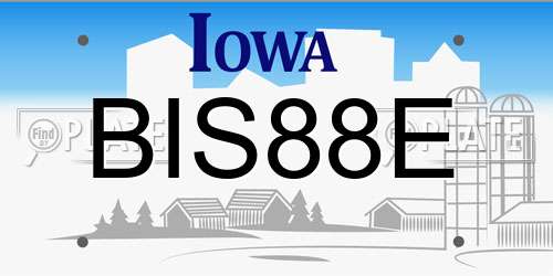 BIS88E Iowa License Plate