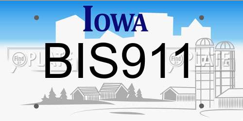 BIS911 Iowa License Plate