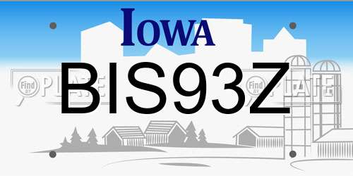 BIS93Z Iowa License Plate