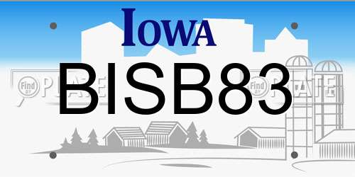 BISB83 Iowa License Plate
