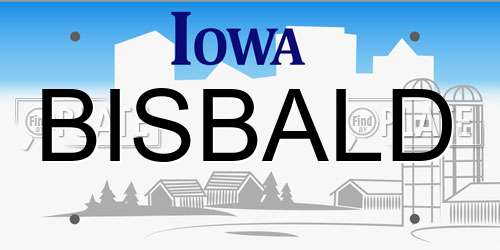 BISBALD Iowa License Plate