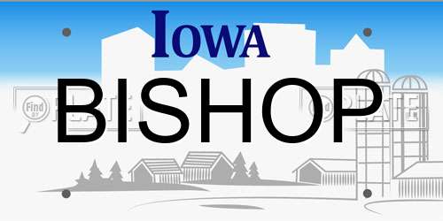 BISHOP Iowa License Plate
